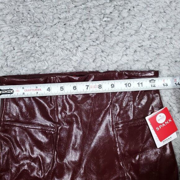 Spanx Faux Patent Leather Leggings Women’s Size Small Petite Ruby Red 20301Q - Picture 7 of 10